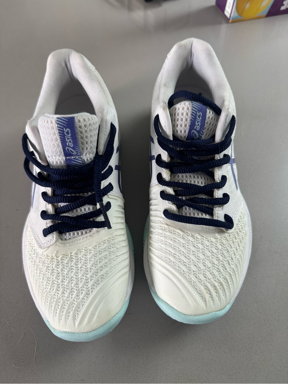 Asics Kids White Sneakers with Navy Laces